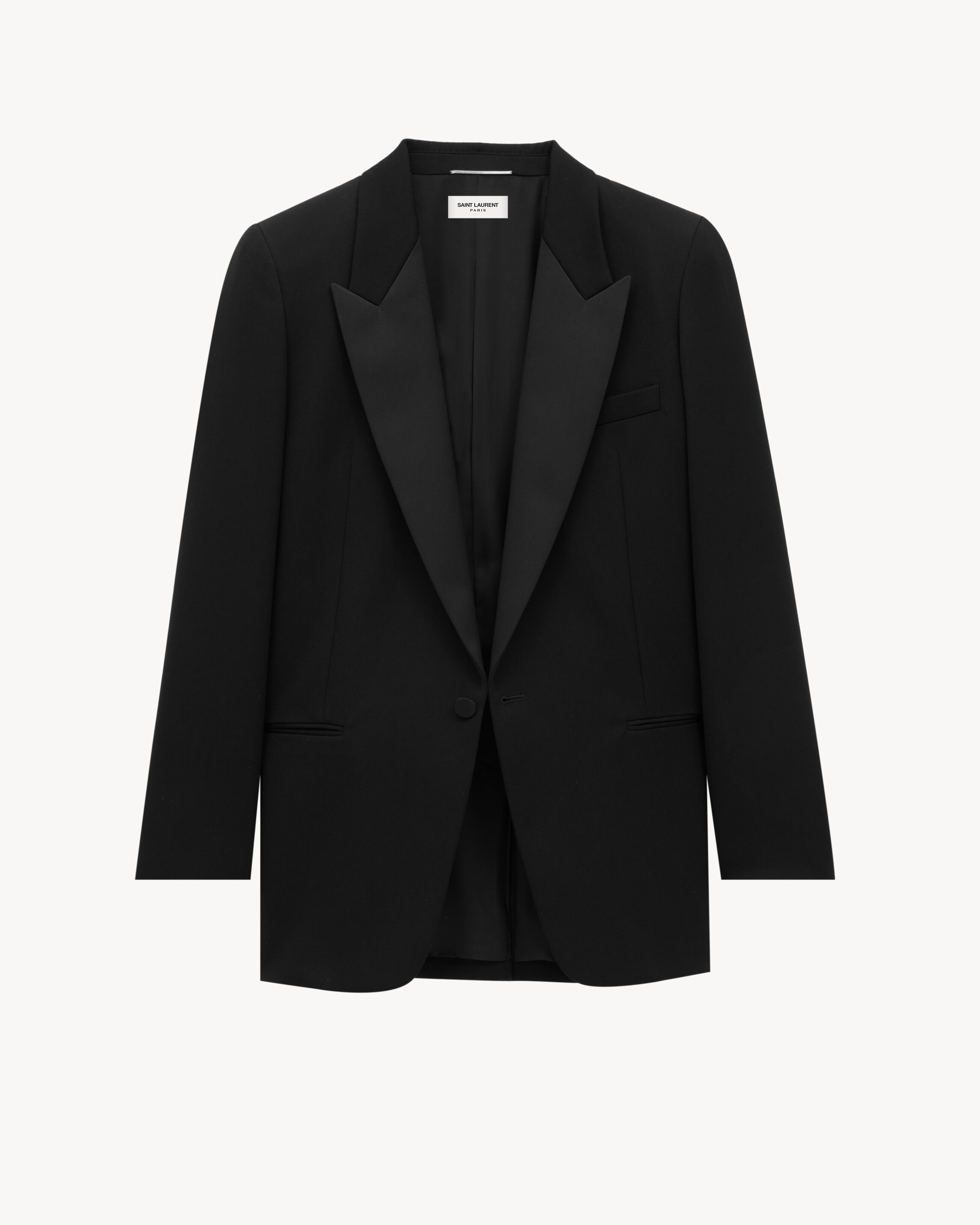 Смокинговый пиджак из грана-пудра Saint Laurent, черный — фото 3