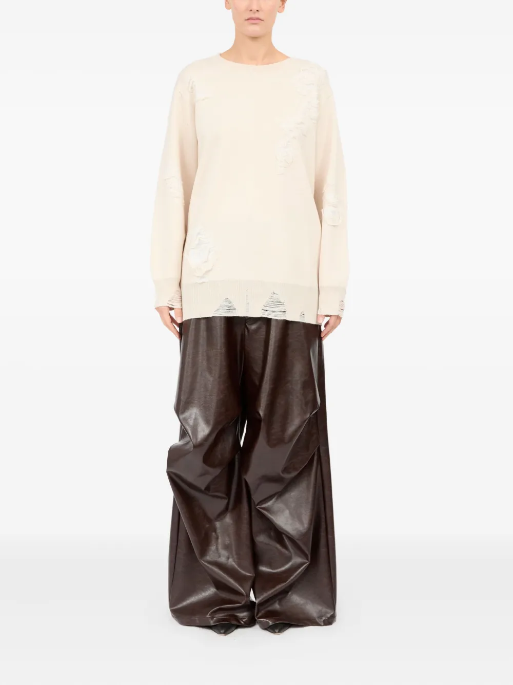 Толстовка с эффектом потертости MM6 Maison Margiela, нейтральный — фото 3
