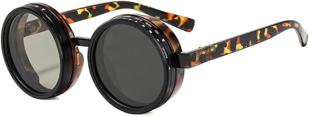 

Ретро круглые панк-солнцезащитные очки для мужчин и женщин для занятий спортом на открытом воздухе, защита от УФ-излучения UV400, регулируемые солнцезащитные очки с затемнением TVTBBVV, Leopard