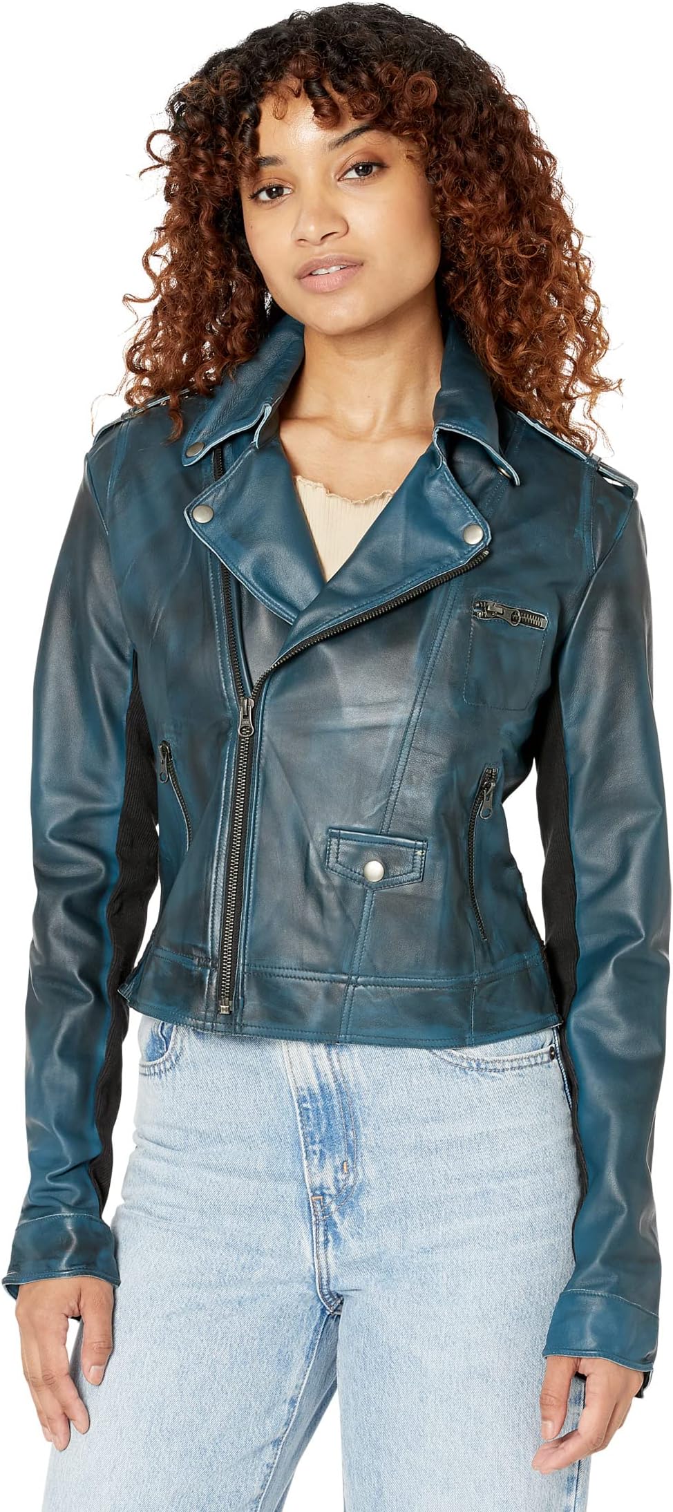 

Куртка jakett NEW YORK Piper Vintage Waxed Leather, цвет Waxed Blue