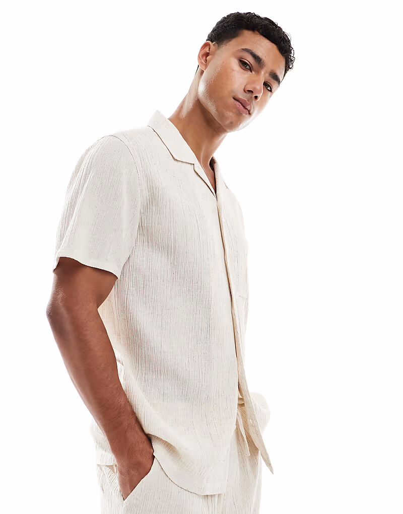 

Рубашка New Look Crinkle Revere в цвете Off-White