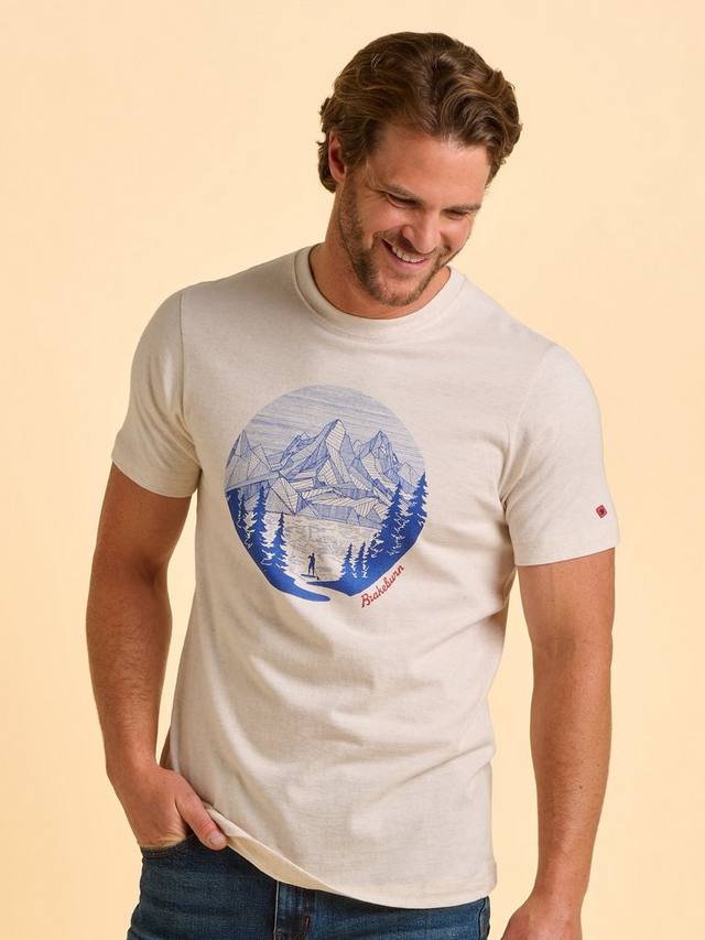 

Футболка Thatcham Cotton Regular Fit с коротким рукавом и принтом Brakeburn, Cream