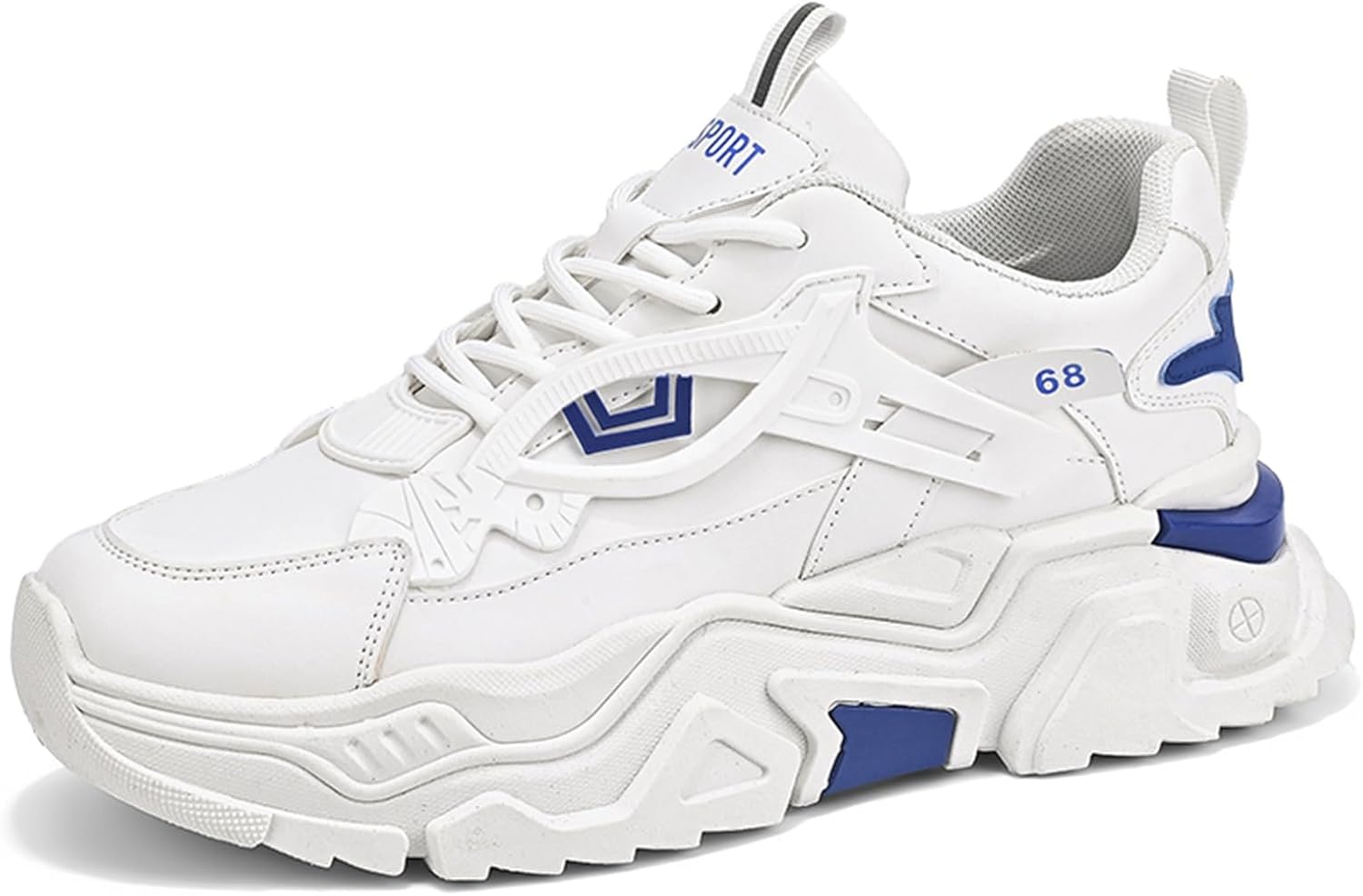 

Мужские спортивные кроссовки с закругленным носком, широкой нескользящей подошвой, легкой амортизацией и удобной шнуровкой в стиле «папиных кроссовок». Подходят для бега, ходьбы и игры в мяч Qaoterod, белый