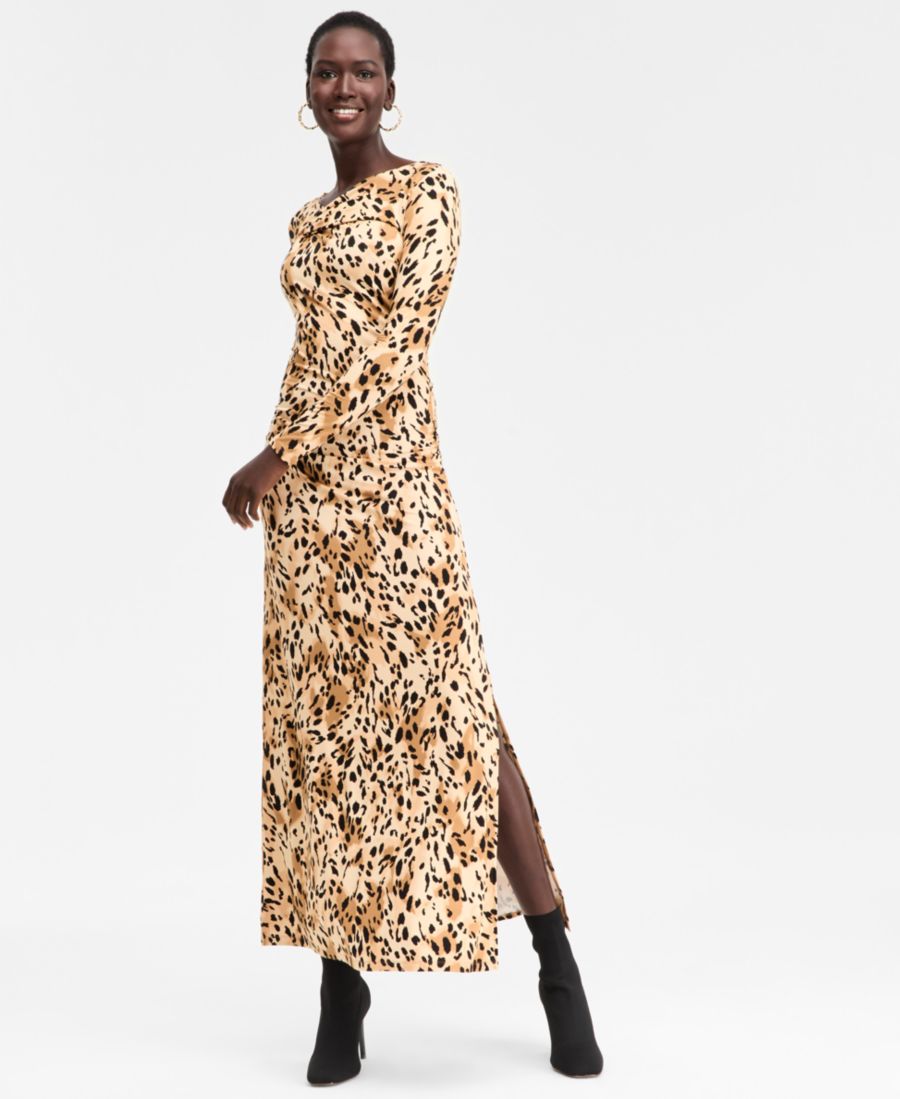 

Женское длинное платье с принтом и перекрестным вырезом INC International Concepts, Caliste Animal