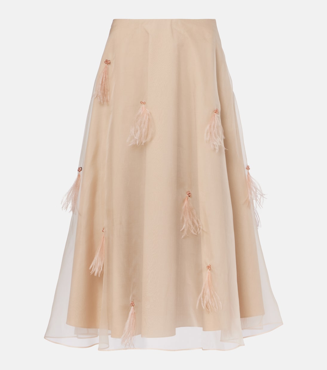 

Широкая миди-юбка из шелкового органа Sheer Volumes Dorothee Schumacher, Soft Tan