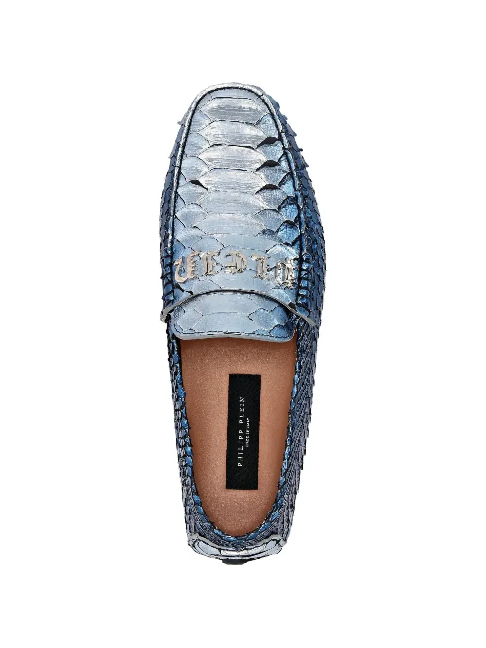 Лоферы из металлизированной кожи питона Philipp Plein, синий — фото 3