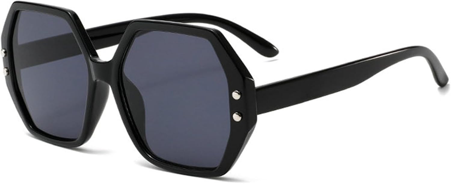 

Willochra Модные солнцезащитные очки большого размера в форме многоугольника и квадрата для женщин, ретро, ​​черные, с защитой от УФ-излучения UV400, градиентные солнцезащитные очки для женщин, C1