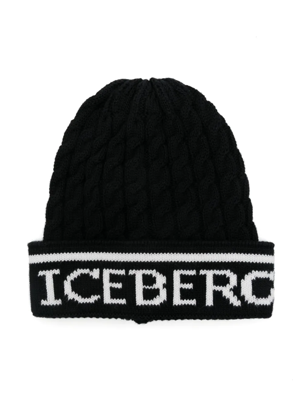 

Шапка бини с жаккардовым логотипом Iceberg Kids, черный