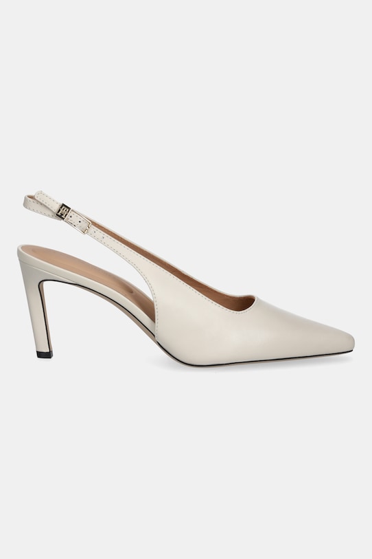 Кожаные туфли-лодочки SQUARED TOE HIGH HEEL SLINGBACK на шпильке с открытой пяткой и квадратным мыском Tommy Hilfiger, бежевый — фото 2