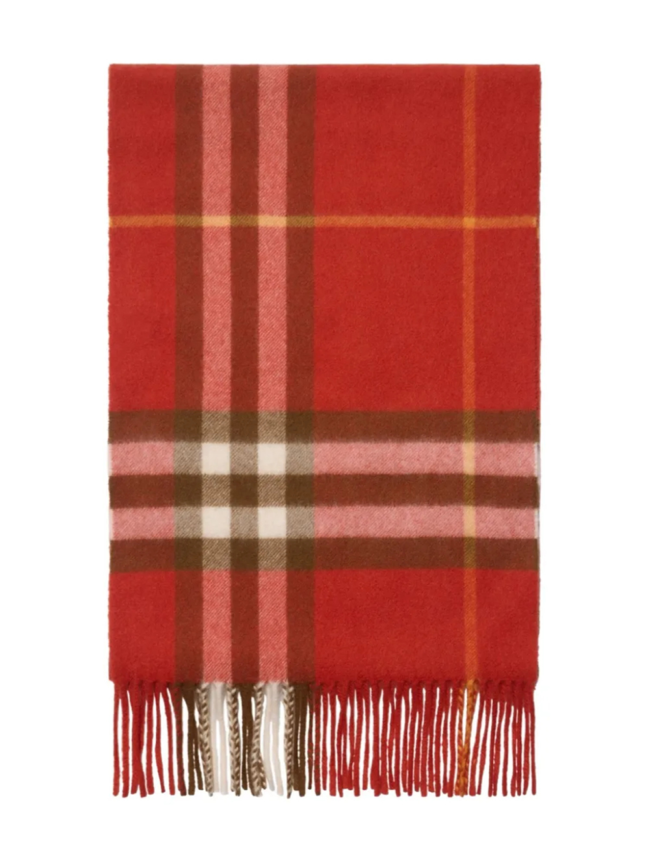 Burberry кашемировый шарф в клетку, красный — фото 2