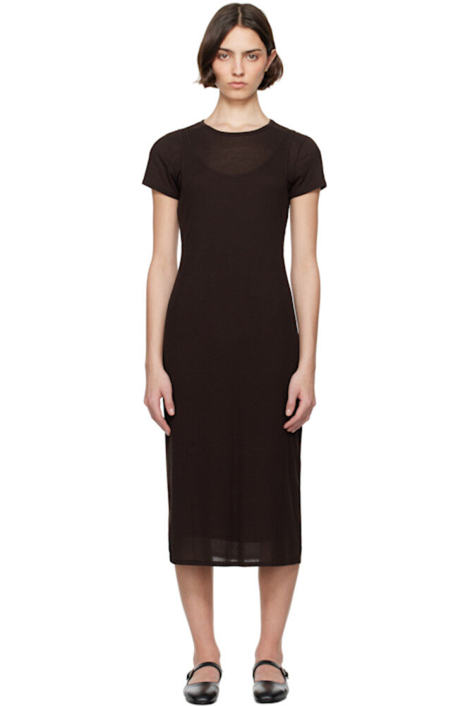 

Коричневое платье-футболка Rozzi Double Layer Midi LESET