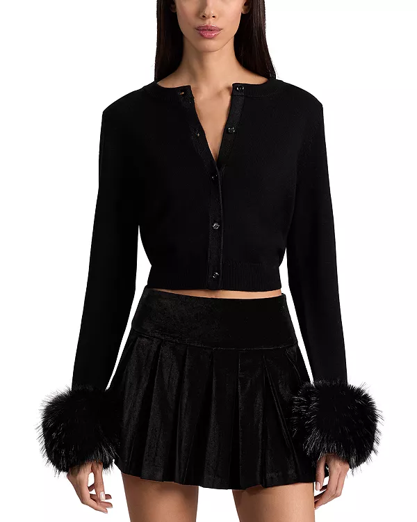 

Шерстяной кардиган с круглым вырезом "Долли" Alice And Olivia, черный