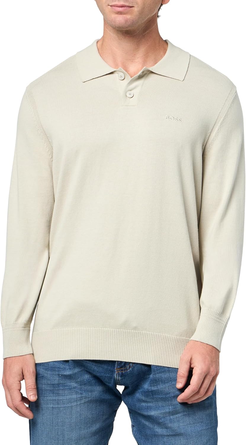 

Свитер BOSS из шерстяной смеси с маленьким логотипом, Coffee Creamer