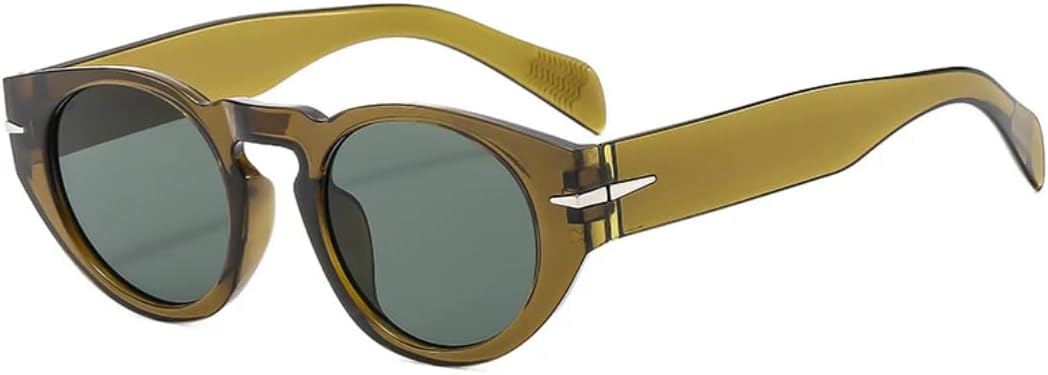 

Винтажные заклепки украшают маленькие овальные солнцезащитные очки для женщин и мужчин, для рыбалки и путешествий, с защитой от УФ-излучения UV400 TVTBBVV, Green Green