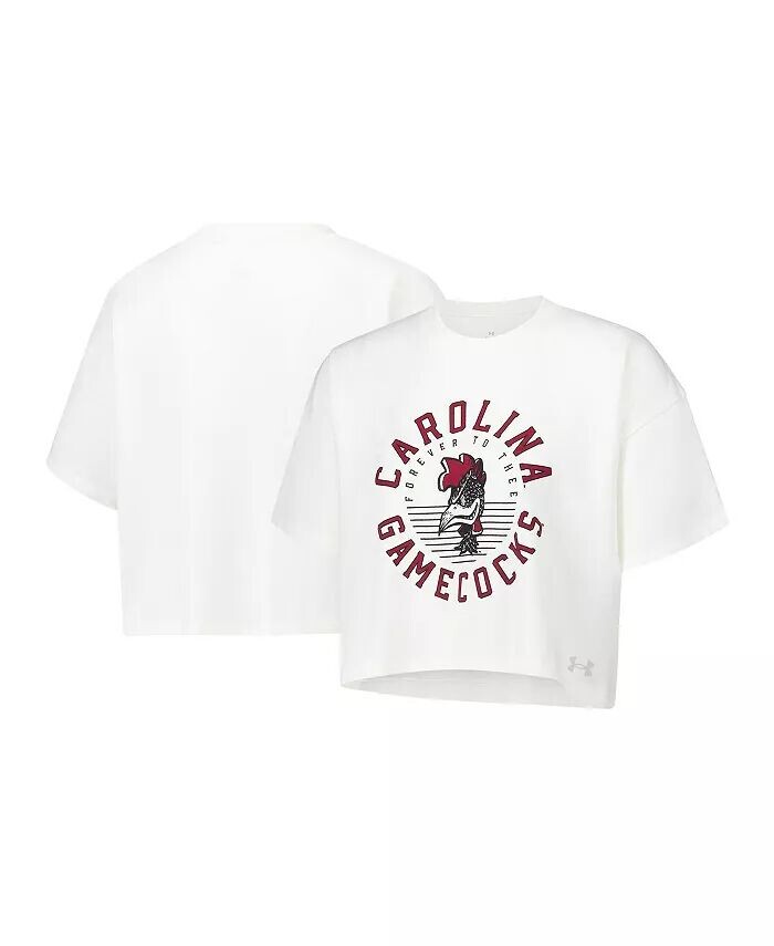 

Женская кремовая футболка South Carolina Gamecocks Iconic Heavyweight Soft Freey Cropped Under Armour