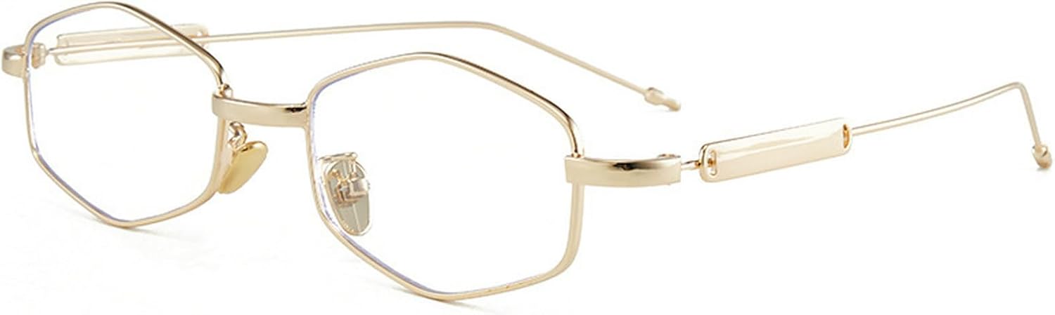 

Модные шестиугольные солнцезащитные очки для женщин и мужчин в стиле ретро с золотой металлической оправой, прямоугольные солнцезащитные очки с защитой от УФ-излучения UV400 mincl, Gold Clear