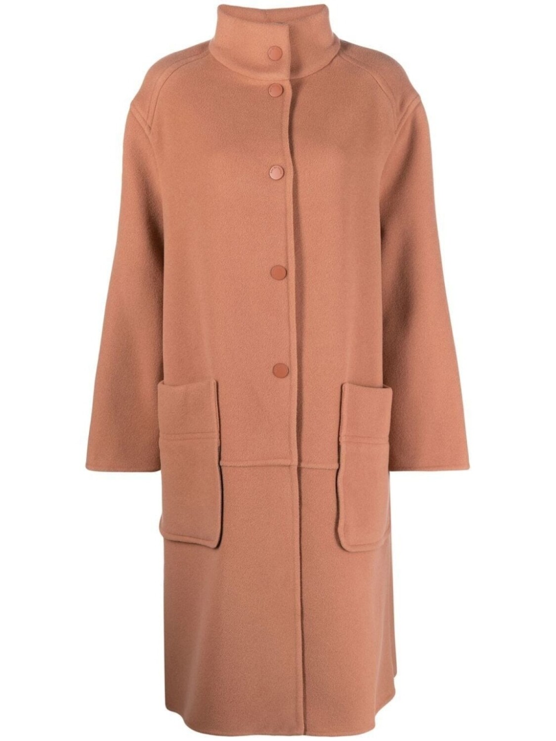 

See by Chloé шерстяное пальто с воротником-воронкой, розовый