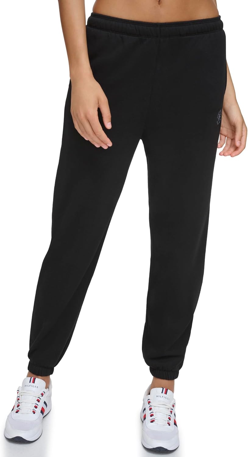 

Женские флисовые джоггеры с монохромной нашивкой-логотипом Tommy Hilfiger, Black