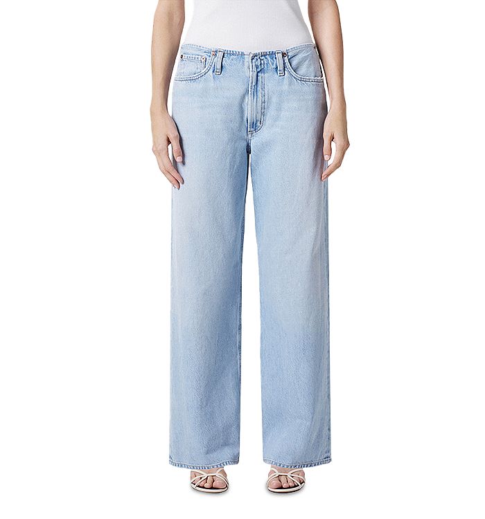 

Льняные мешковатые джинсы Lex с низкой посадкой в бледно-индиговом цвете AGOLDE, синий