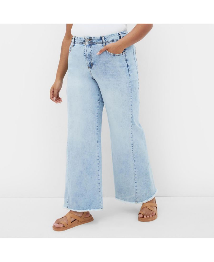 

Джинсы Aliya с широкими штанинами, модель большого размера Harley Fit CITY CHIC, Light wash