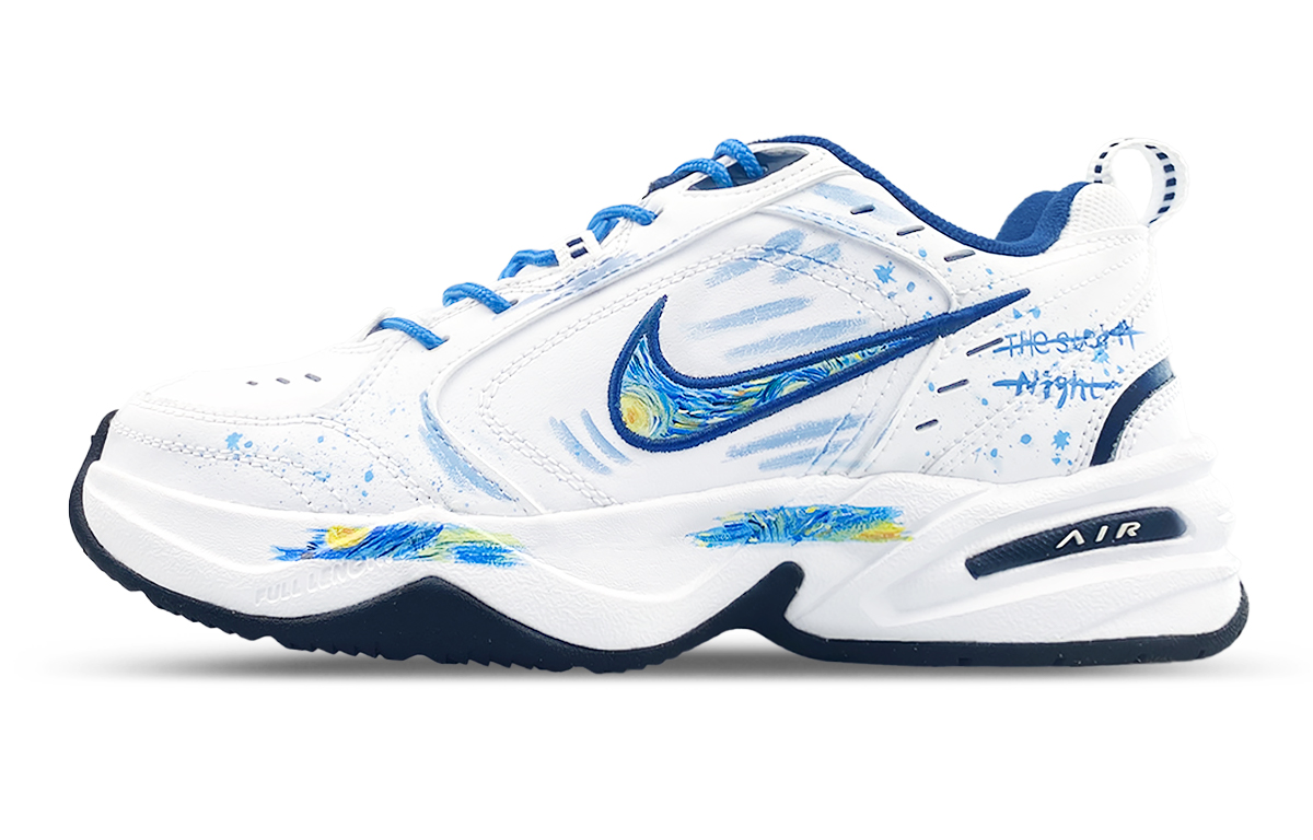 

Nike Эйр Монарх 4 с поддержкой, влагоотводящие, низкие массивные кроссовки унисекс бело-синие - сине-белые, цвет Blue White