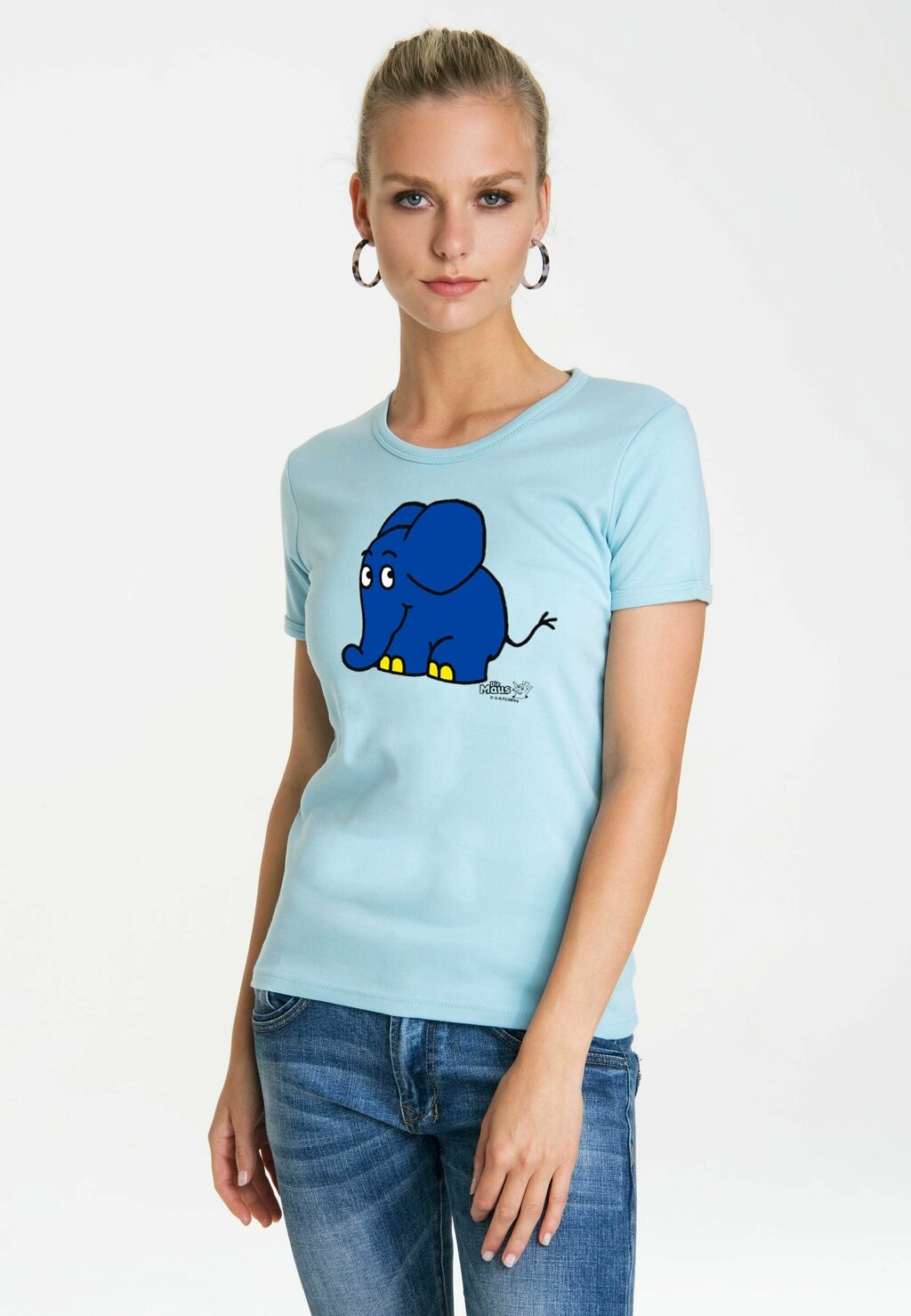 

Футболка с принтом SENDUNG MIT DER MAUS ELEFANT LOGOSHIRT, светло-голубой