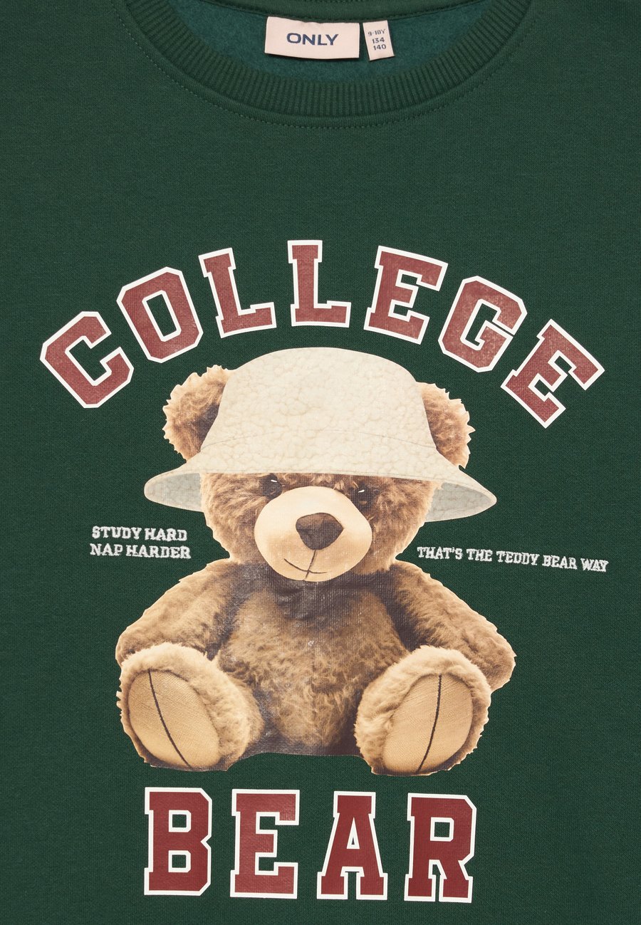 Толстовка ONLY GIRLS KOGBILA L/S OVZ BEAR O-NECK NOOS, Pine Needle/Dark Green — фото 3