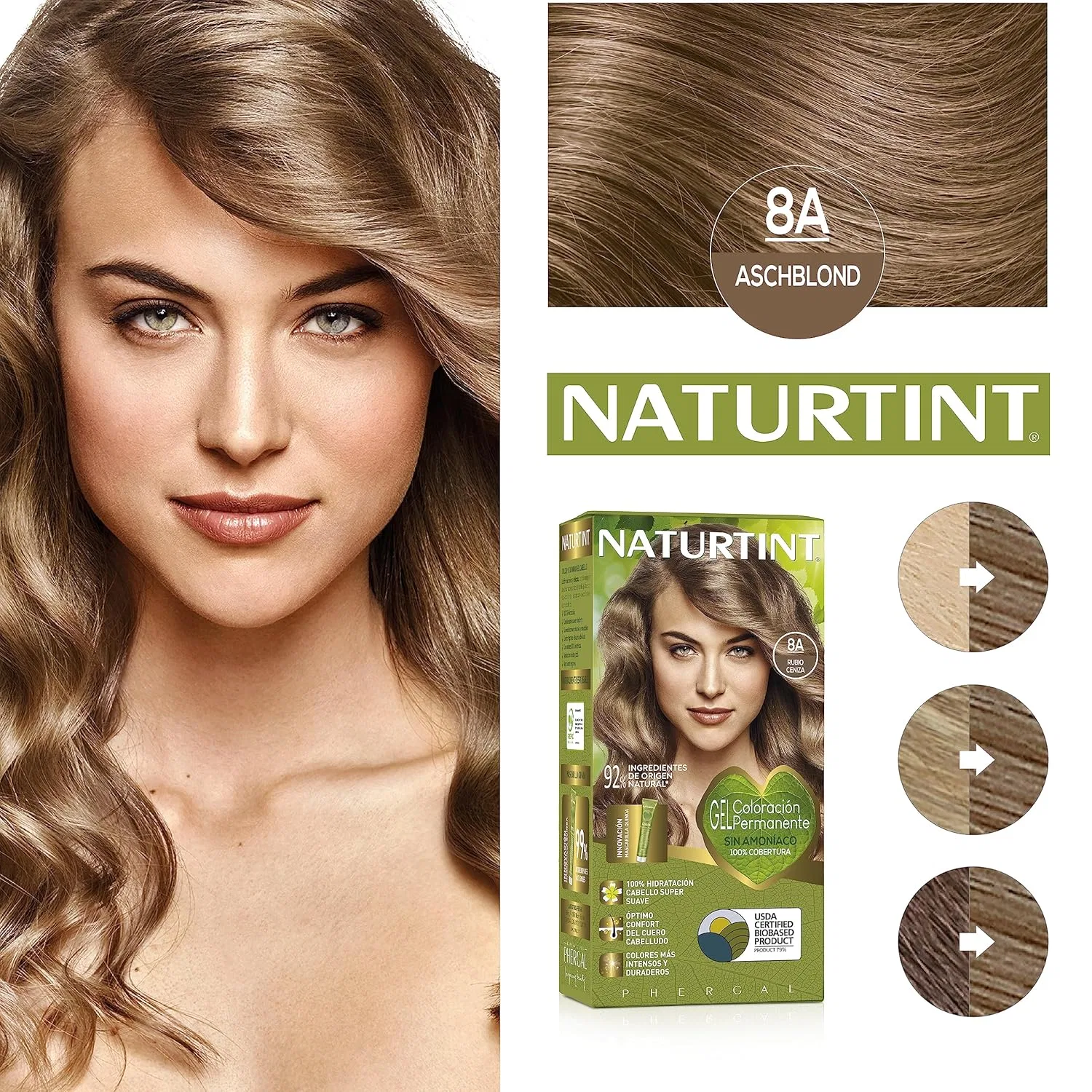 Стойкая краска для волос от Naturtint Naturtint, 8A. Ash Blonde — фото 2