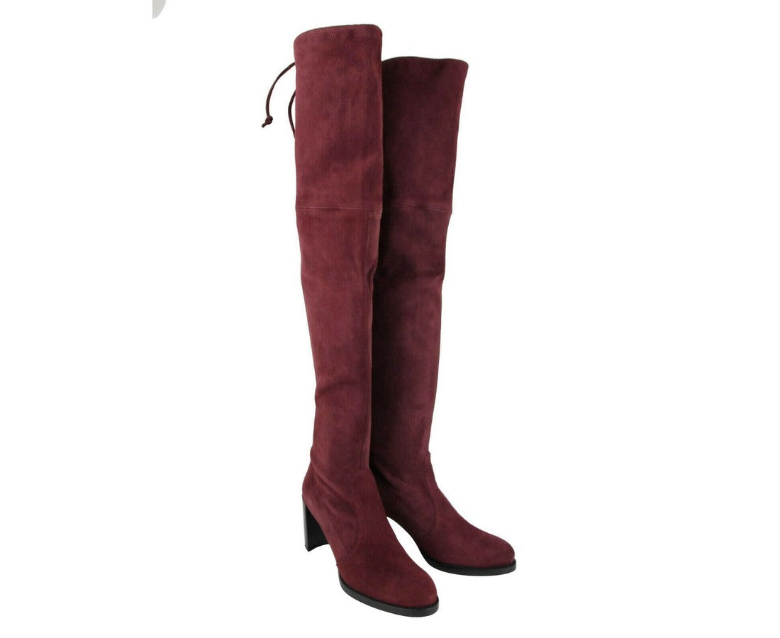 Женские замшевые высокие сапоги Stuart Weitzman Tipland Cabernet, Cabernet Burgundy — фото 4