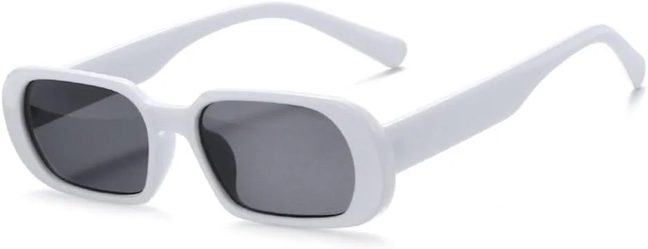 

Солнцезащитные очки LVTFCO Retro Oval для женщин, ретро-очки прямоугольной формы, женские солнцезащитные очки с защитой от УФ-излучения UV 400, White-grey