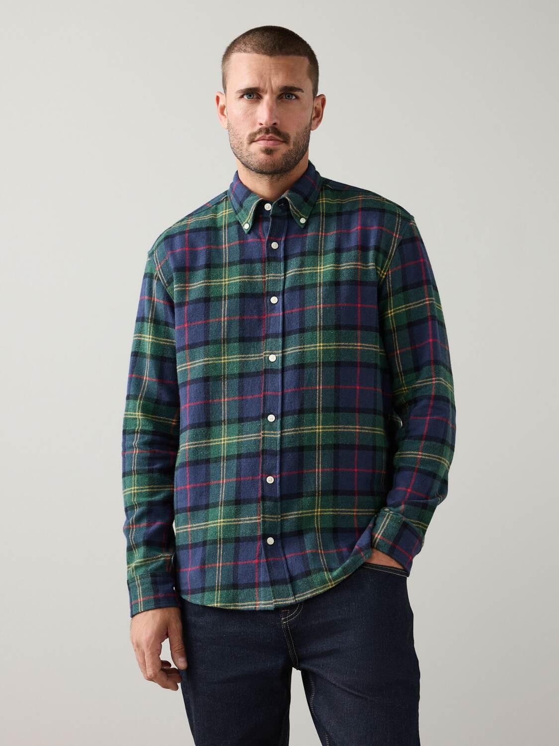 Next Рубашка на пуговицах Regular fit в цвете Navy, Green — фото 2