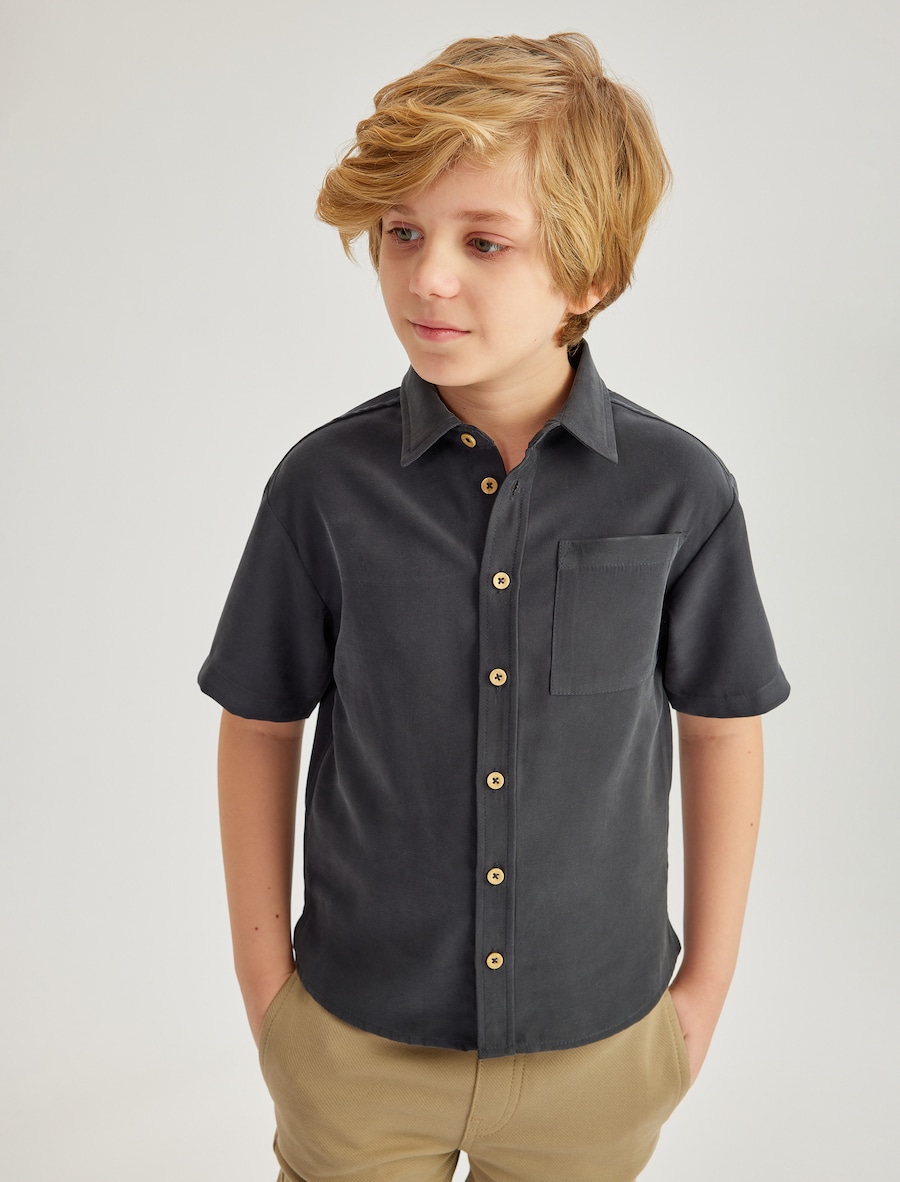 

Рубашка на пуговицах классического кроя Koton, темно-синий