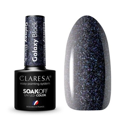 

УФ-лак для ногтей Galaxy Black, 5 мл Claresa