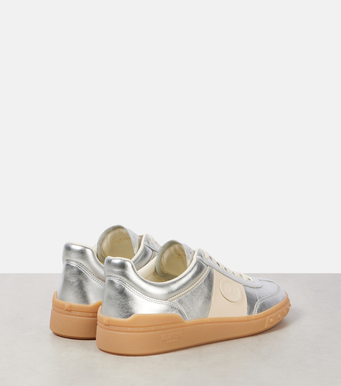 Upvillage VLogo кеды из металлизированной кожи Valentino Garavani, Silver/Glace — фото 2