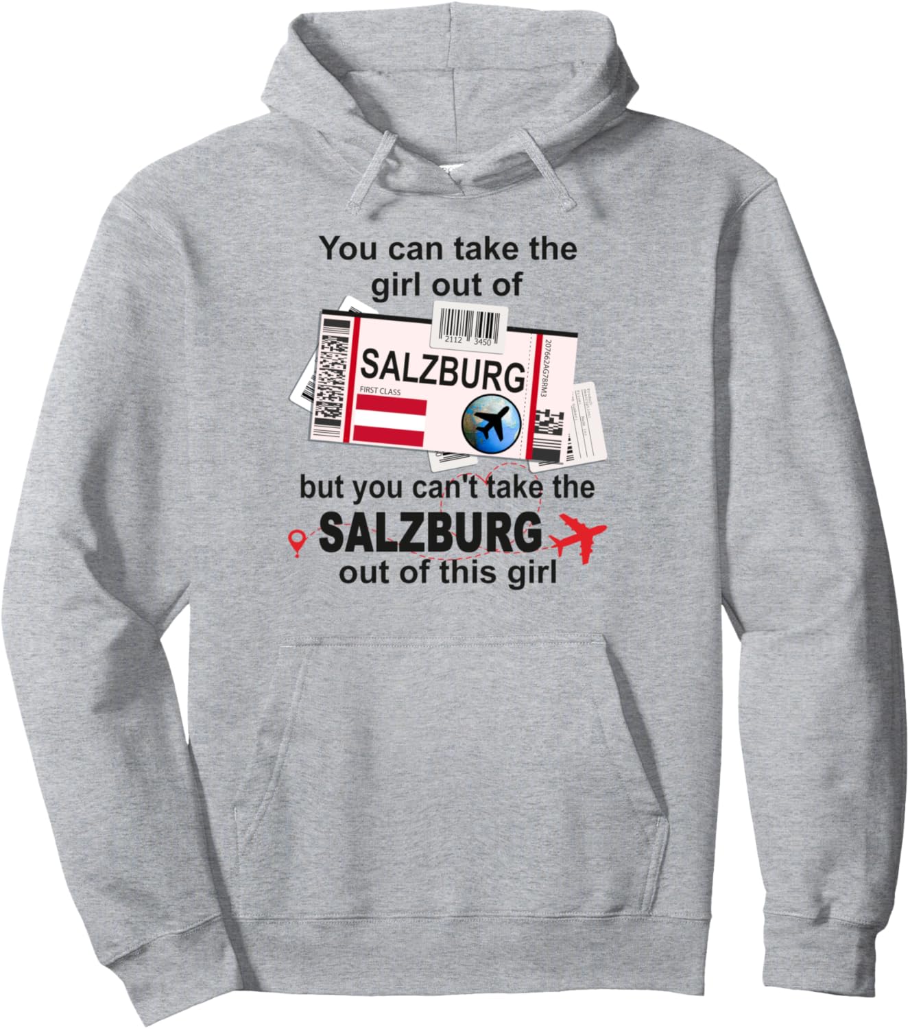 

Девушка из Зальцбурга - Посадочные талоны в Зальцбурге - Толстовка с надписью «Зальцбург» Salzburg Home City - Salzburg Outfits & Designs, серый