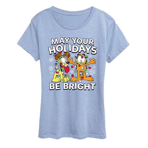 

Женская футболка с коротким рукавом Garfield с новогодним принтом Licensed Character, Heather Chambray Blue