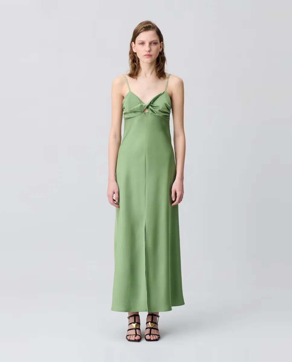 

Длинное сатиновое платье Claudie Pierlot, зеленый