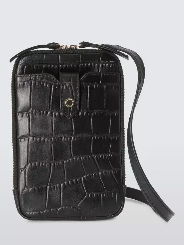 

Сумка кросс-боди John Lewis Leather Zip Around Phone, цвет black/croc