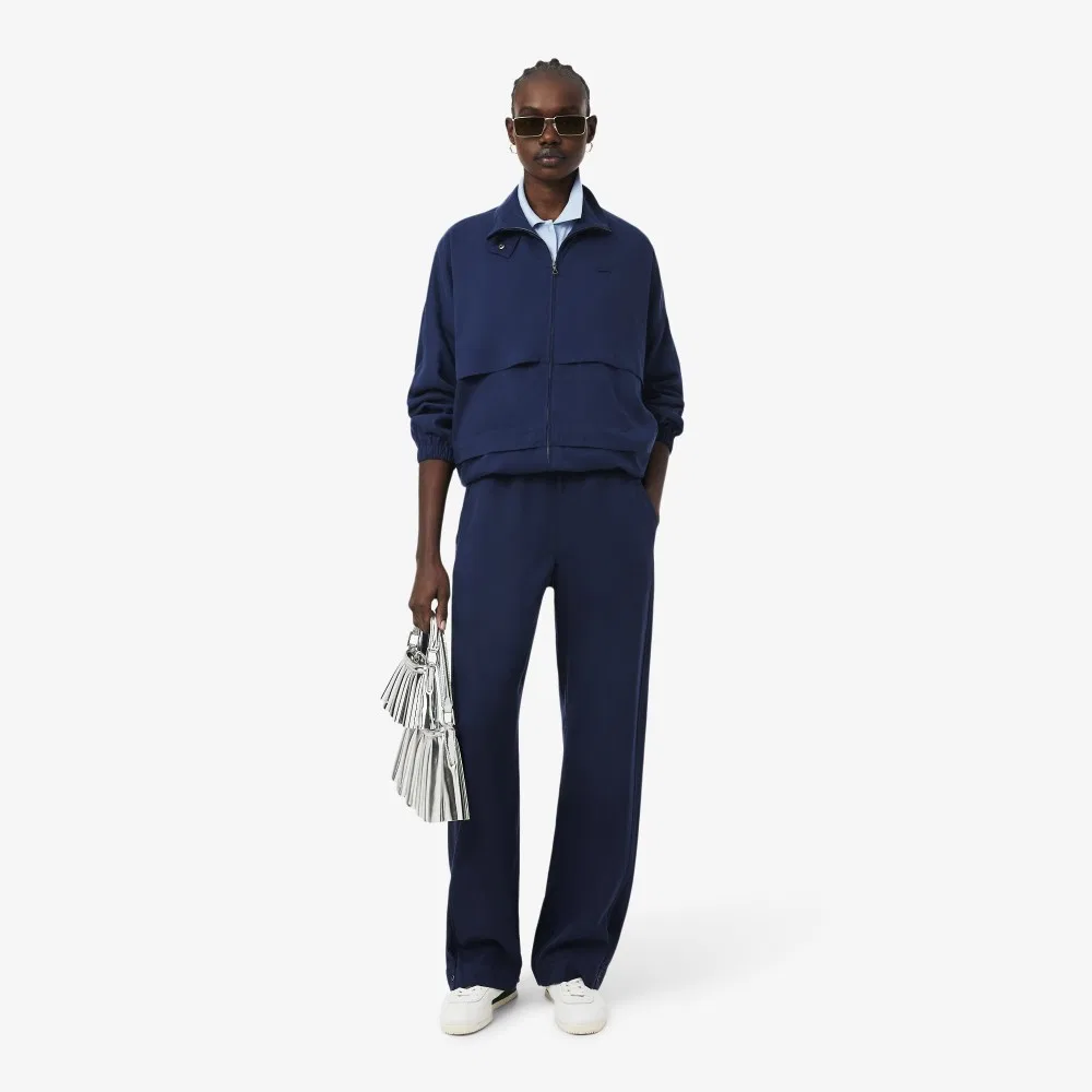 Женская спортивная куртка Lacoste из смесового льна, тёмно-синяя — фото 4