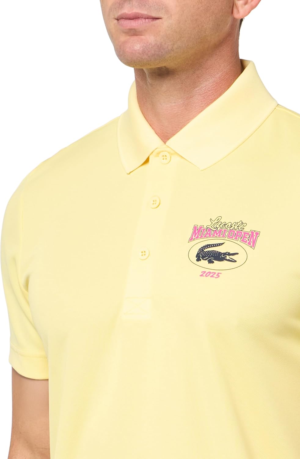 Lacoste мужская спортивная футболка-поло Miami Open Edition Ultra Dry, Yellow — фото 3