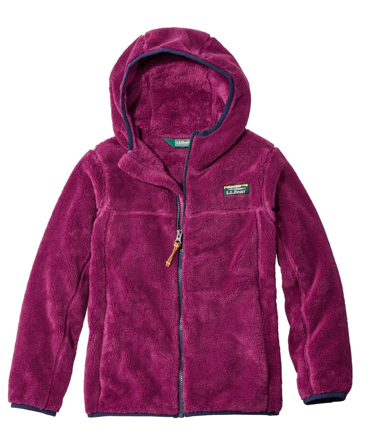 Детская куртка с капюшоном L.L.Bean из высокого ворса флиса, фиолетовая
