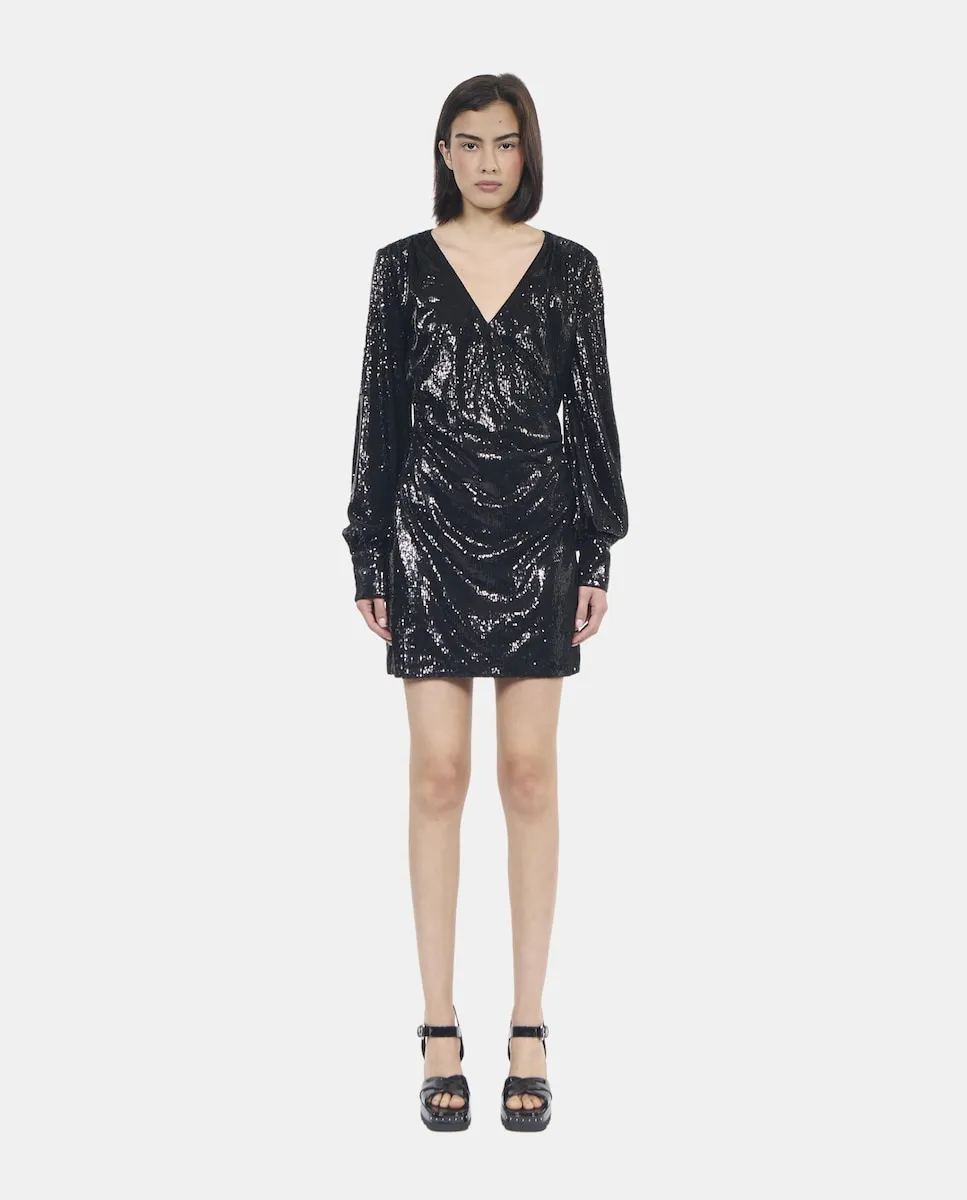 

Короткое платье с пайетками The Kooples, черный