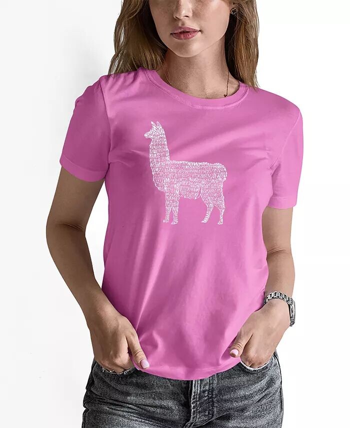 

Женская футболка с надписью Llama Mama LA Pop Art, розовый