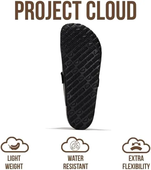 Мужские сабо Project Cloud - 100% натуральная кожа полного зерна, с мягкой подошвой из памяти формы и поддержкой свода стопы, натуральная пробковая стелька - нескользящие домашние тапочки для мужчин (Бруклин), черный — фото 3