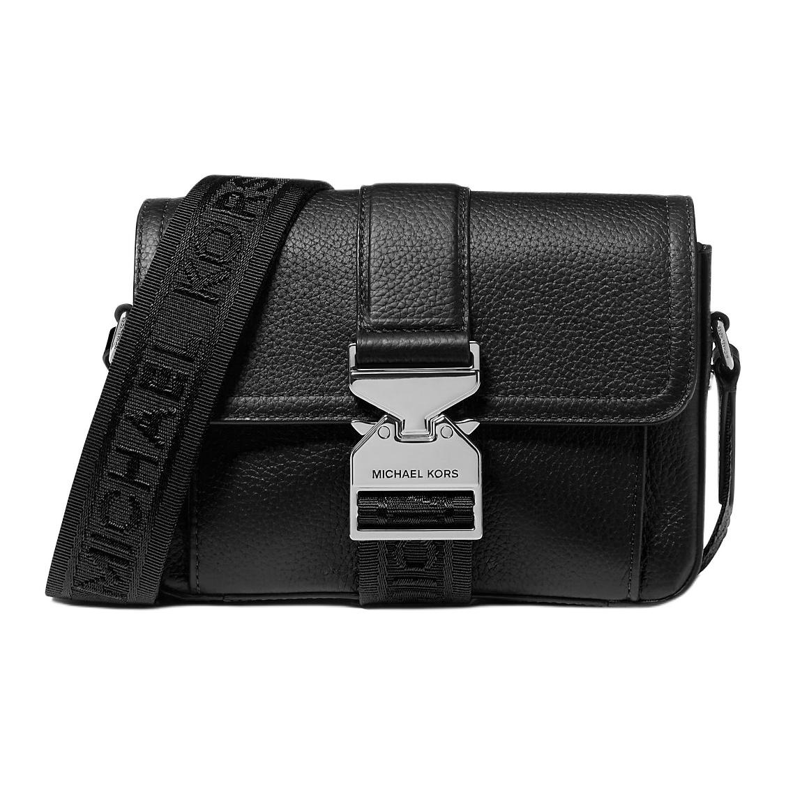 

MICHAEL KORS Кожаная наплечная сумка через плечо Hudson Leather унисекс черная