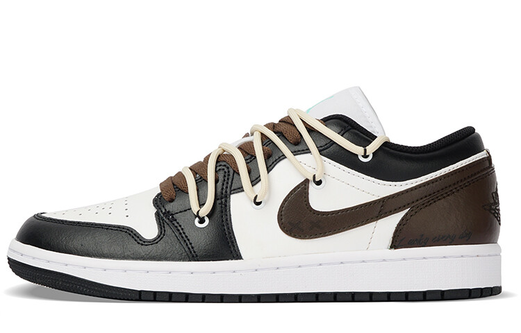 Кроссовки Air Jordan 1 Vintage Basketball Shoes Men Low-top Back/Brown, черный/коричневый — фото 2