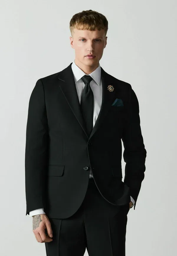 Костюмный пиджак Next, skinny fit textured suit jacket with brooch, черный