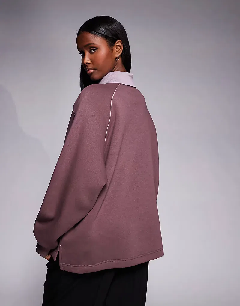 Флисовая рубашка-поло Nike Phoenix Fleece оверсайз, фиолетовый — фото 3