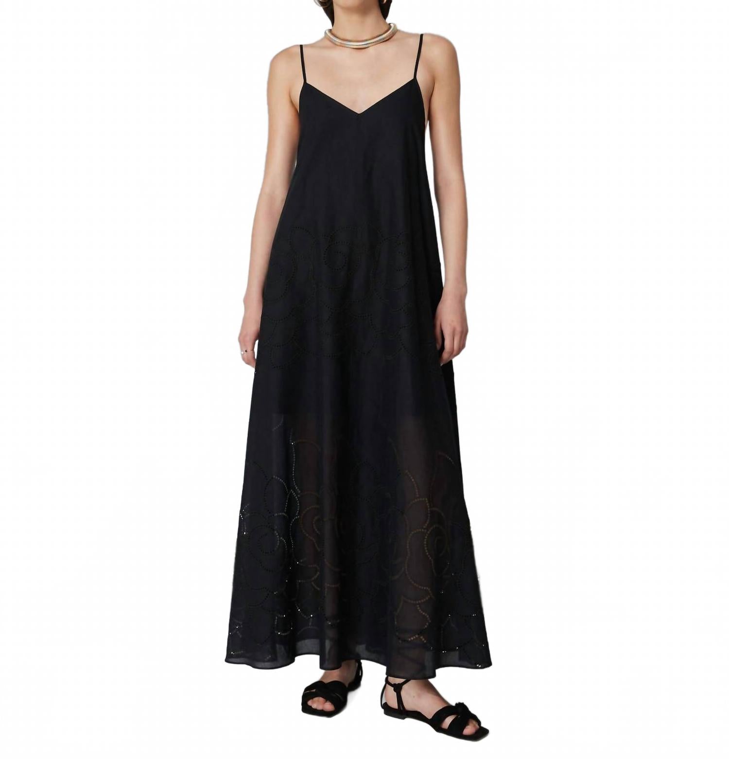 

Длинное платье с вышивкой черного цвета Sfizio, черный