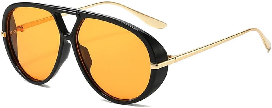 

Мужские солнцезащитные очки с двойной перемычкой большого размера в стиле ретро, ​​оранжевые солнцезащитные очки для женщин, модные очки-маски, защита от УФ-излучения UV400 для мужчин TKKTLLT, Black-orange